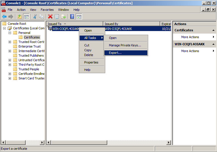Sunucular Arası Ssl Sertifikası Taşıma (Windows)