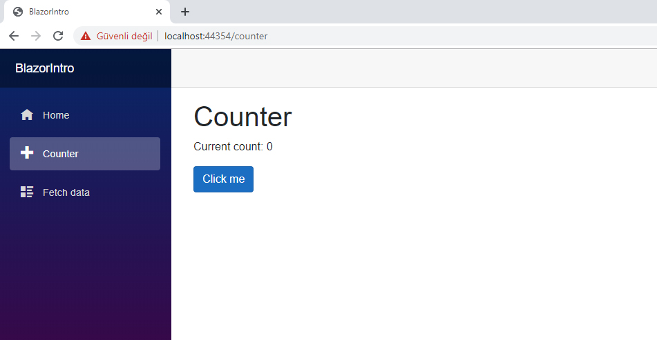 Blazor ile Hello World Uygulaması